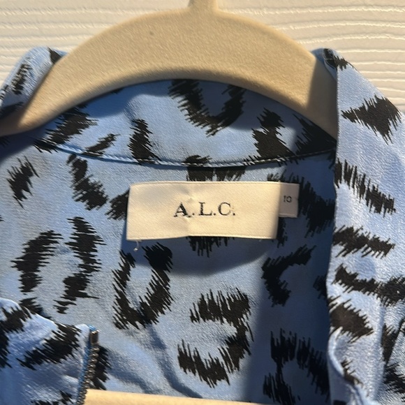 A.L.C. Marcella Blue Leopard Print Silk Mini Dress 10 ALC - Picture 3 of 7